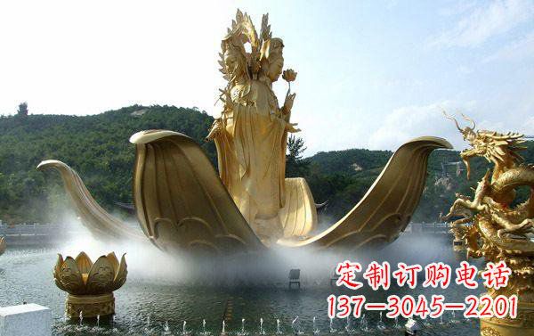 苏州寺庙三面观音雕像