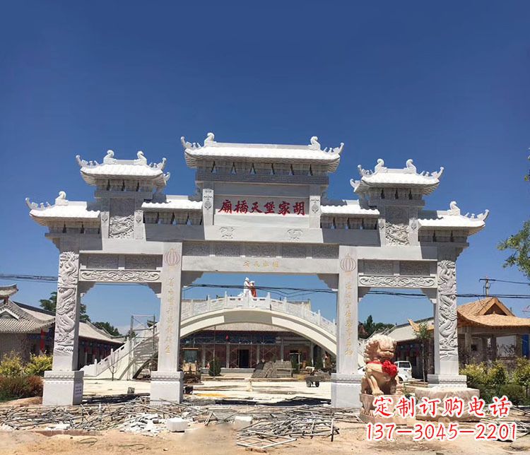 苏州寺庙三门五楼石牌坊石雕_1