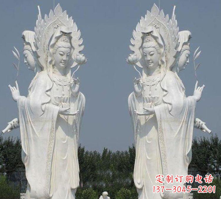 苏州寺庙三面观音菩萨雕塑