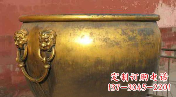 苏州寺庙水缸铜雕 (2)