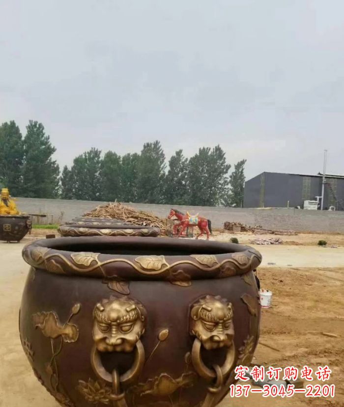 苏州寺庙水缸铜雕 (4)