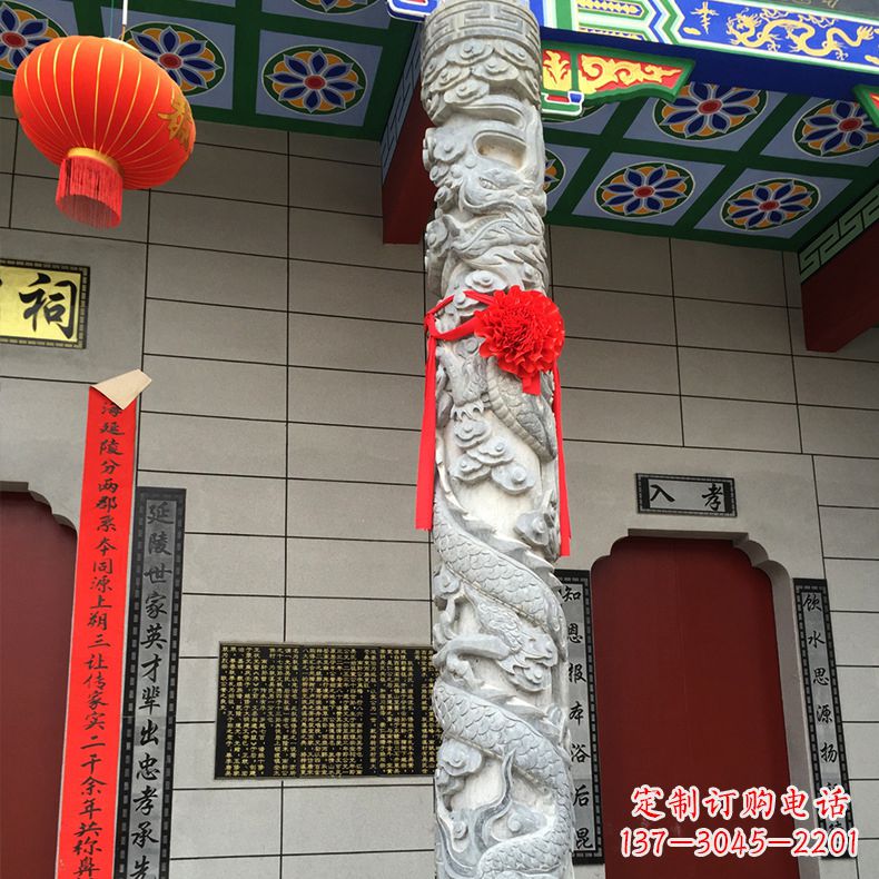 苏州寺庙宗祠石材龙柱雕塑