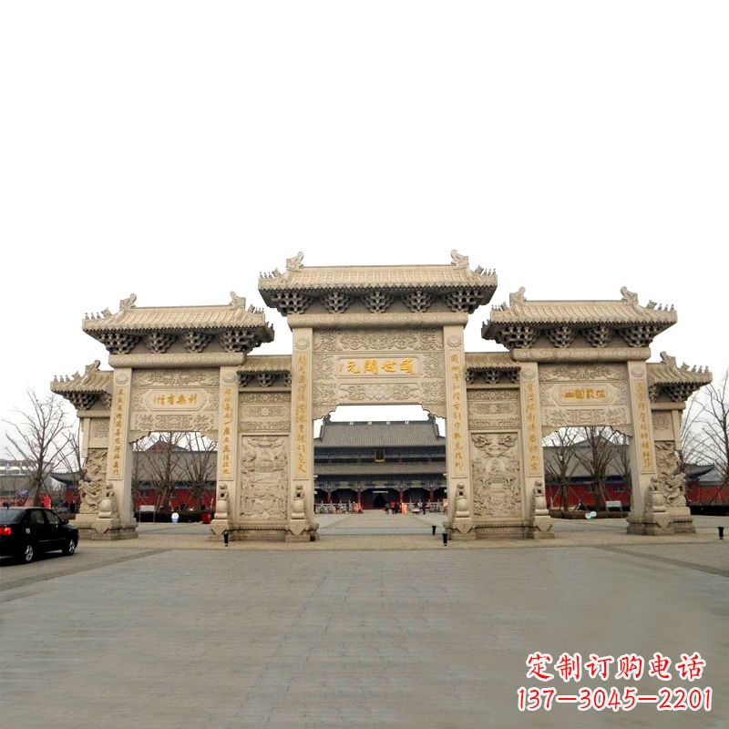 苏州寺院景区石雕牌坊