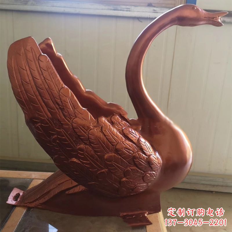 苏州天鹅铜雕塑，喷泉吐水天鹅装饰摆件