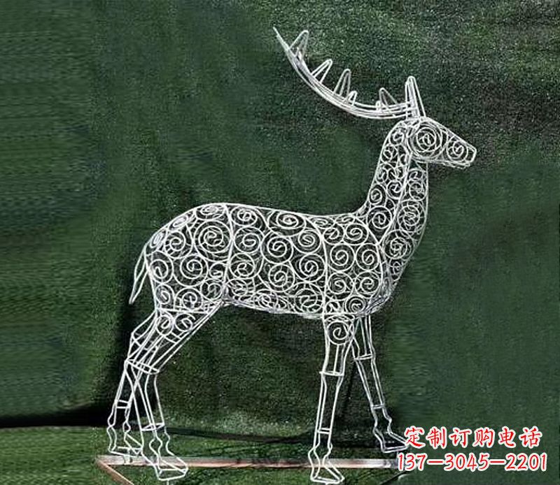 苏州铁艺不锈钢镂空梅花鹿雕塑