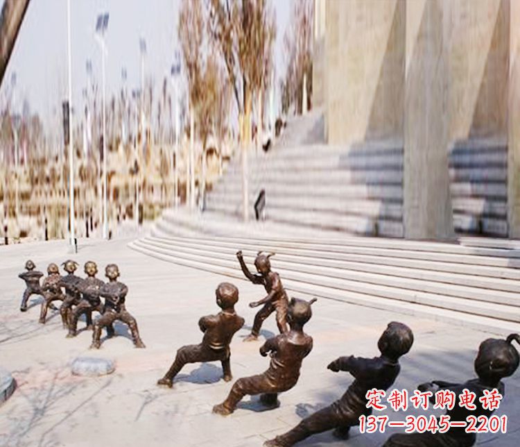 苏州铜雕拔河儿童游戏雕塑