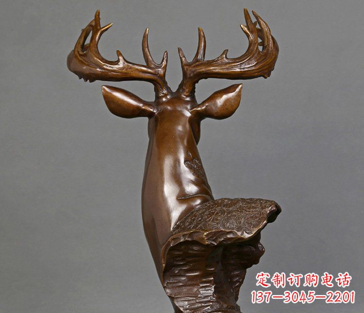 苏州铜雕吉祥招财鹿头雕塑摆件