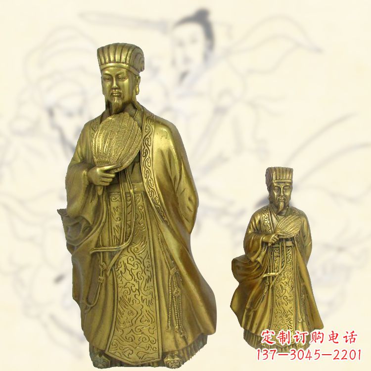 苏州铜雕名人诸葛亮雕像-纯铜铸造三国人物雕塑