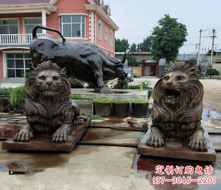苏州铜雕银行门口狮子雕塑摆件