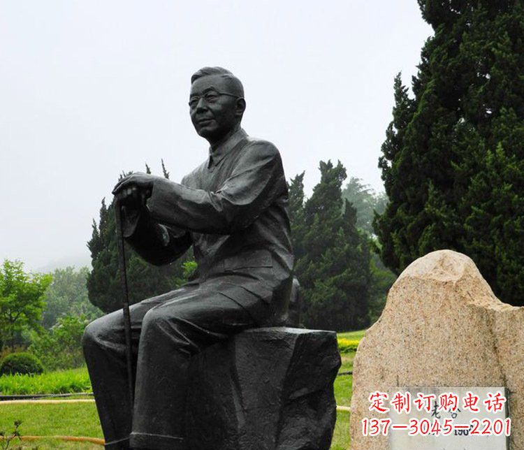 苏州铜雕园林老舍人物雕塑