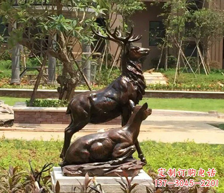 苏州铜雕园林梅花鹿雕塑摆件