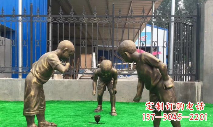 苏州玩陀螺儿童铜雕