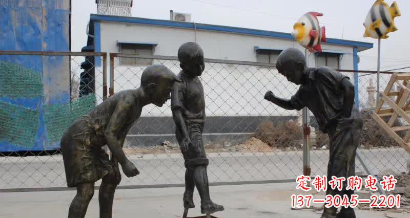 苏州玩陀螺人物铜雕