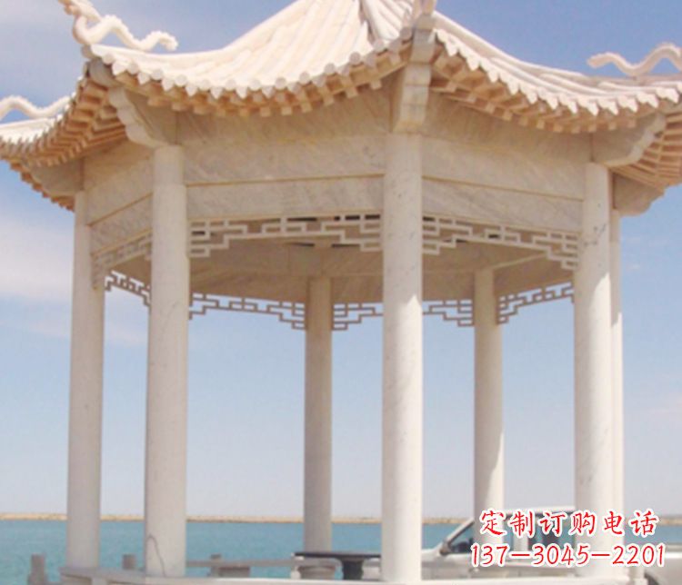苏州晚霞红单层凉亭石雕