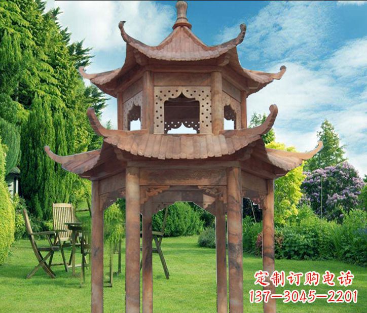 苏州晚霞红公园建筑凉亭