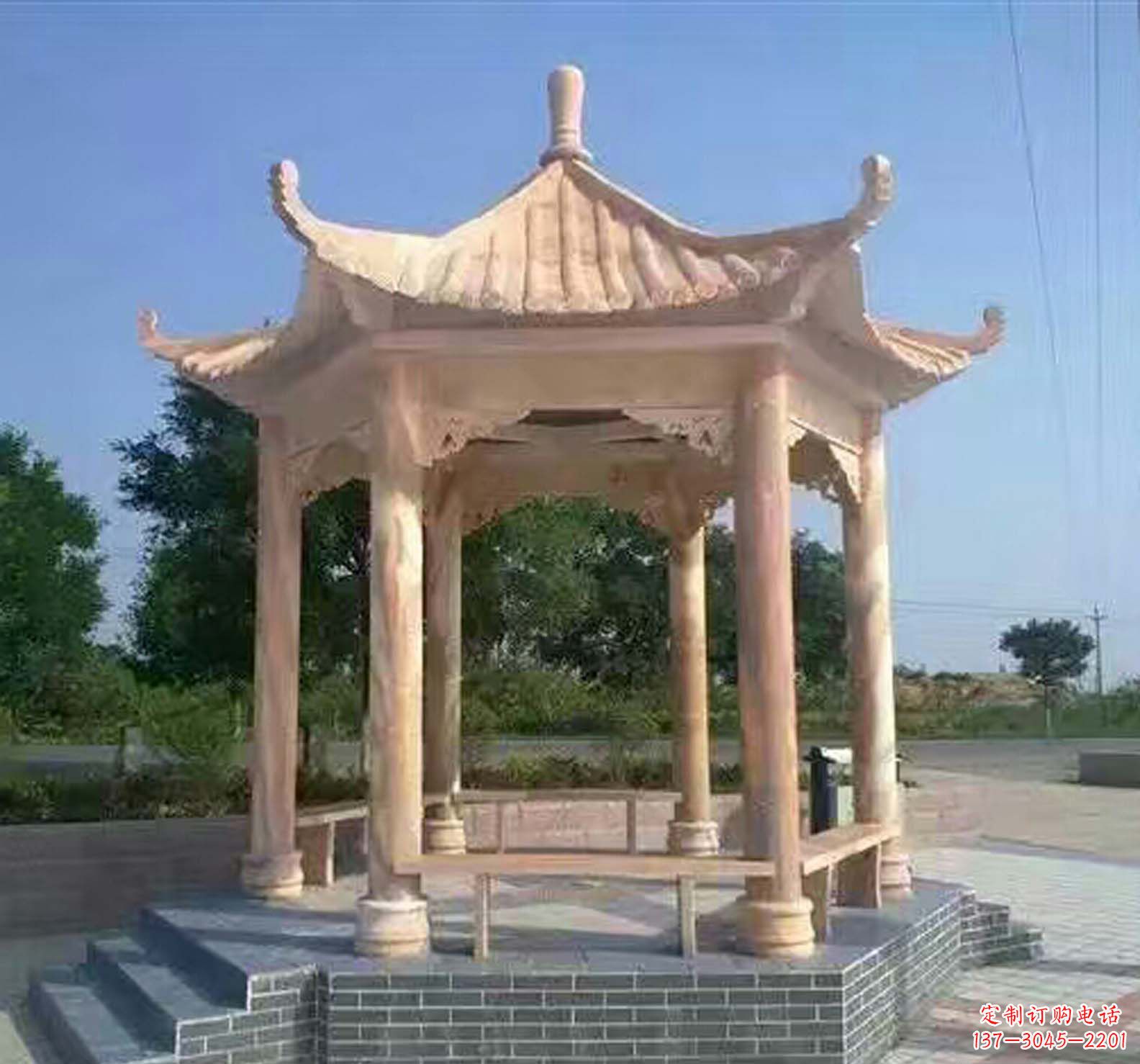 苏州晚霞红公园景观凉亭