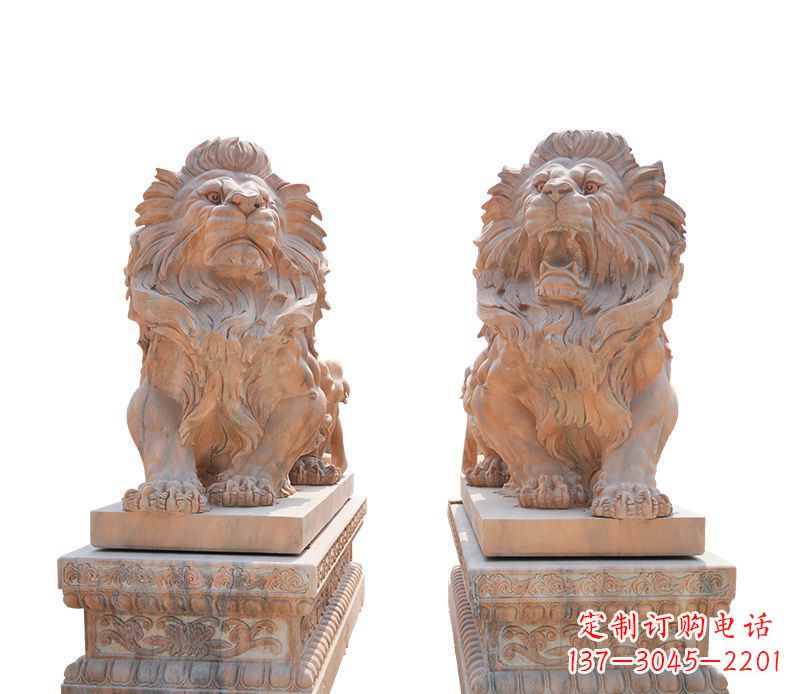 苏州晚霞红欧式狮子雕塑