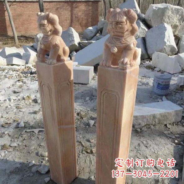 苏州晚霞红狮子拴马桩