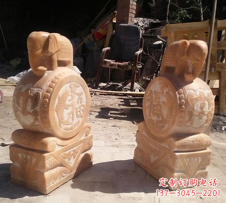 苏州晚霞红小象门墩