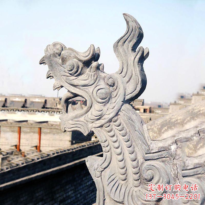苏州屋脊鸱尾螭吻雕塑-古建装饰神兽动物雕塑