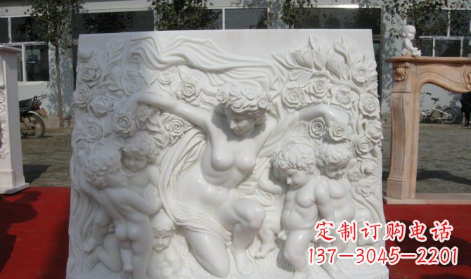 苏州西方女人与孩子汉白玉浮雕