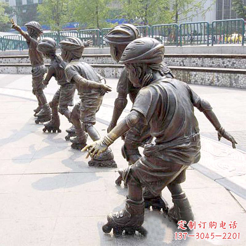 苏州小孩滑旱冰广场运动主题雕塑