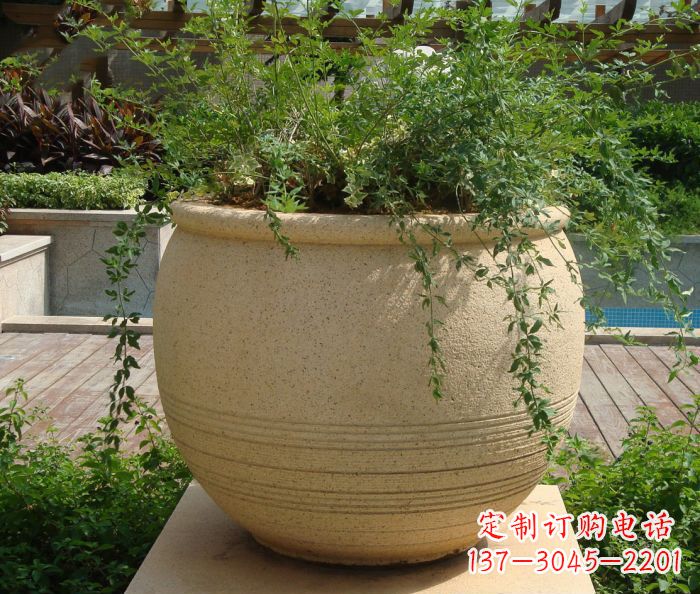 苏州小区景观大理石花盆石雕 (2)