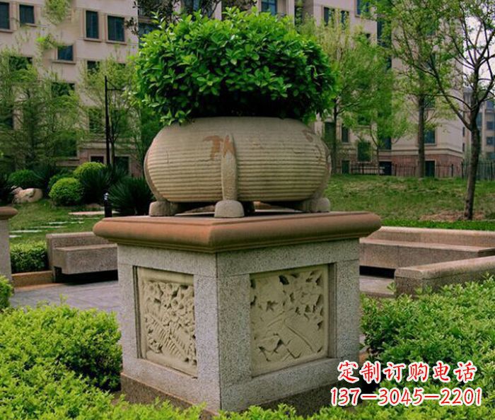 苏州小区景观大理石花盆石雕 (3)