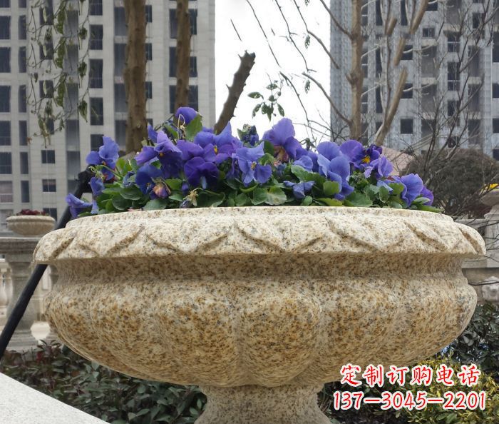 苏州小区景观大理石花盆石雕 