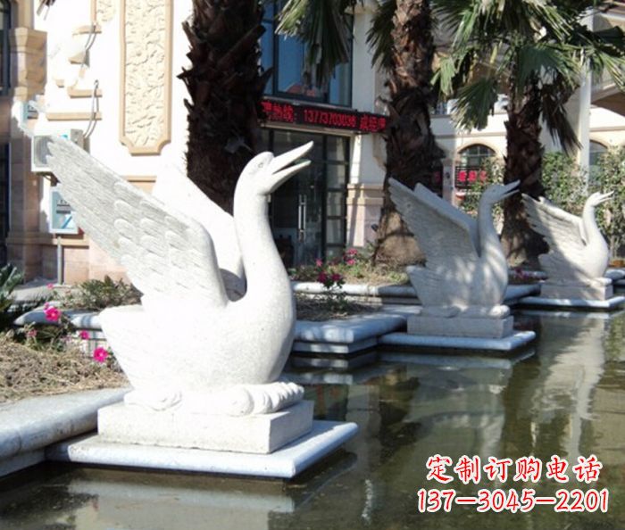 苏州小区景观大理石天鹅喷泉石雕