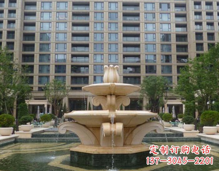 苏州小区景观晚霞红喷泉石雕 (2)