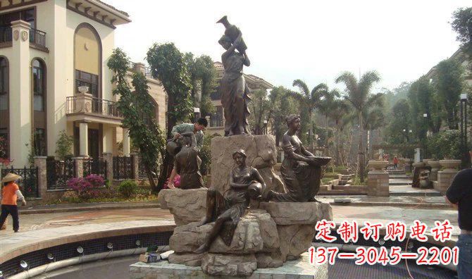 苏州小区西方美女喷泉人物铜雕