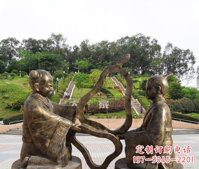 苏州校园抽象孔融让梨铜雕