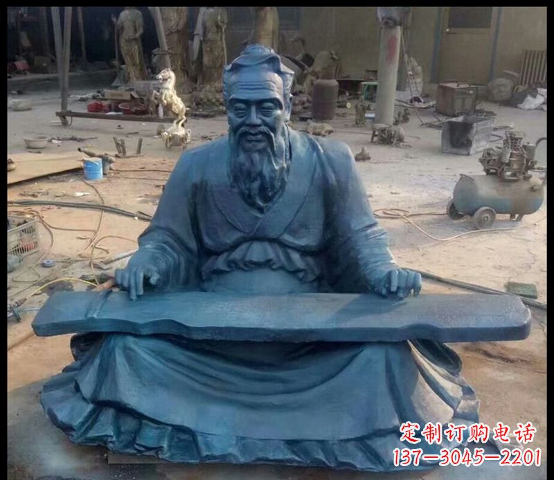 苏州校园孔子弹琴铜雕