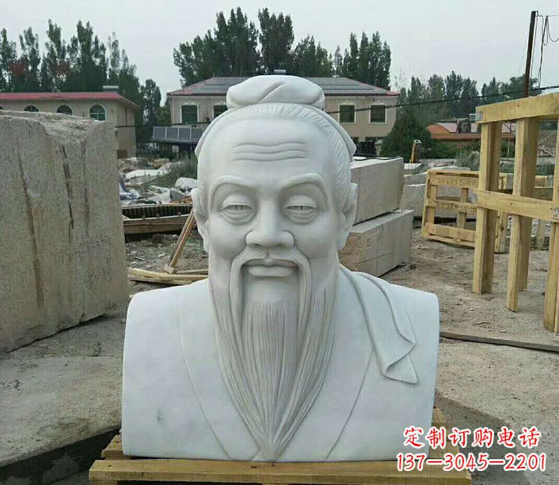 苏州校园孔子古代人物胸像石雕