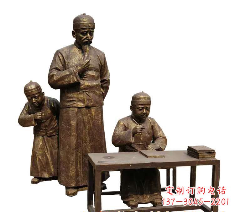 苏州学生与老师人物铜雕