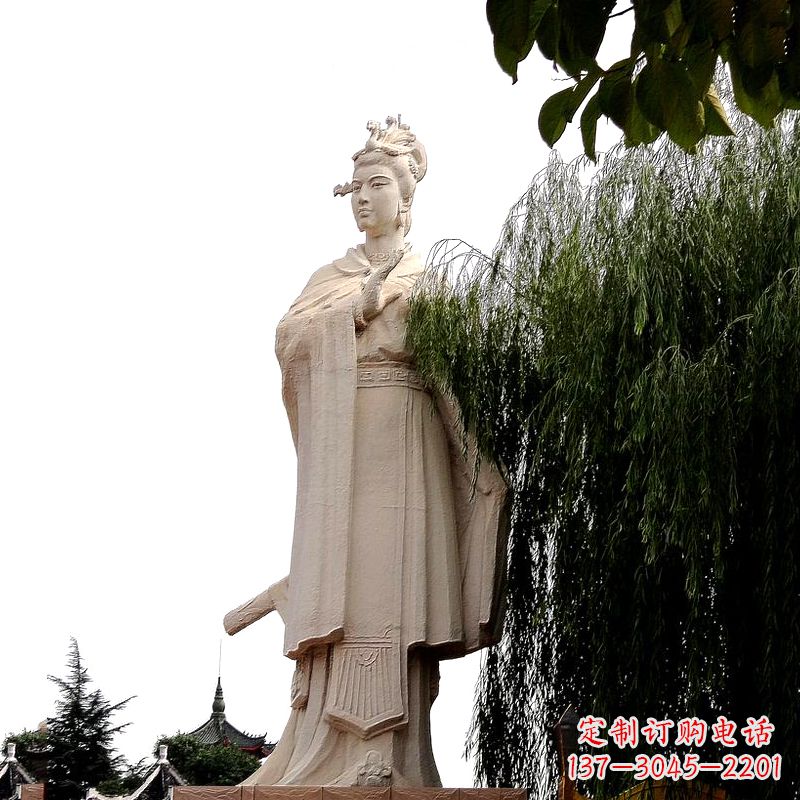 苏州虞姬砂岩石雕-景区园林古代人物著名美女雕像