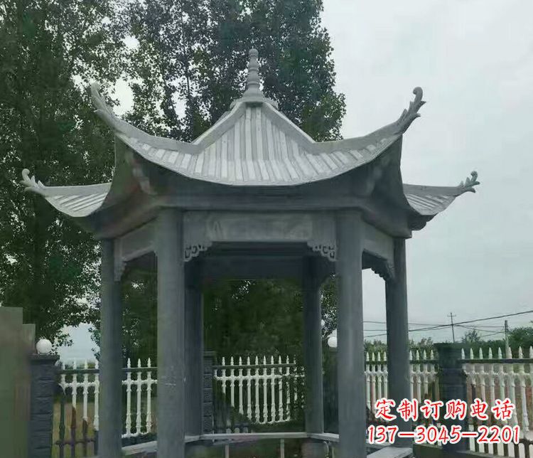 苏州园林仿古石凉亭景观石雕 (2)