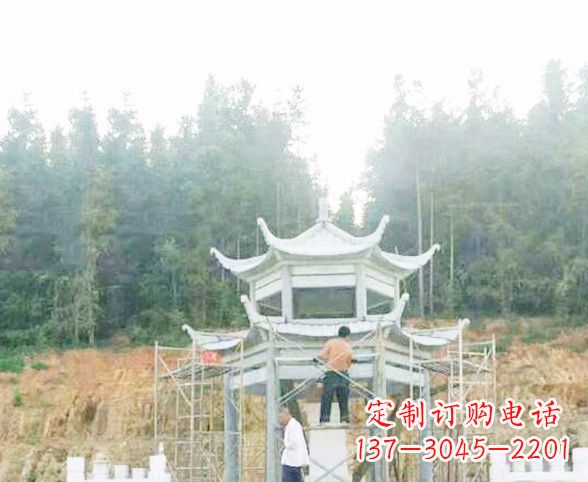 苏州园林仿古双层石凉亭景观石雕 (2)