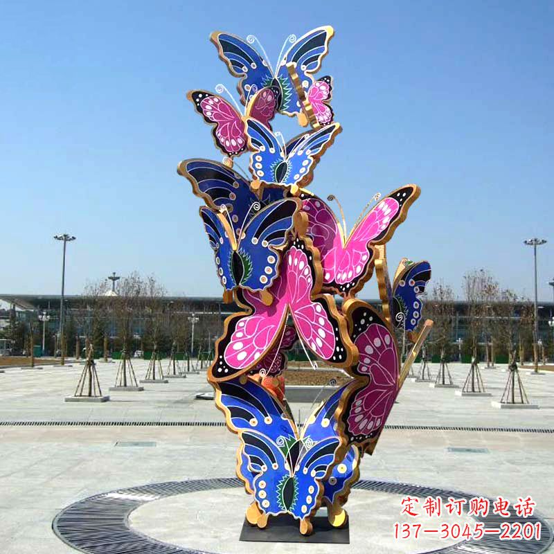 苏州园林广场蝴蝶不锈钢动物景观雕塑