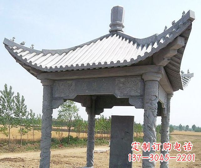 苏州园林景观单层石雕凉亭 (4)