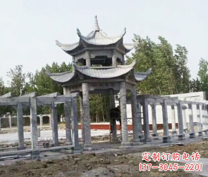 苏州园林景观多层凉亭石雕 (2)