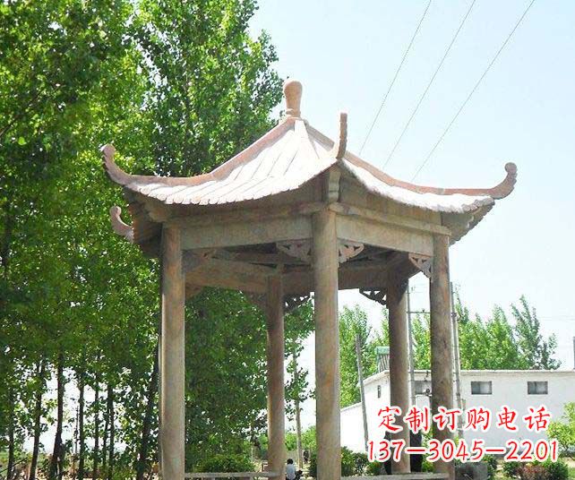 苏州园林景观单层石雕凉亭