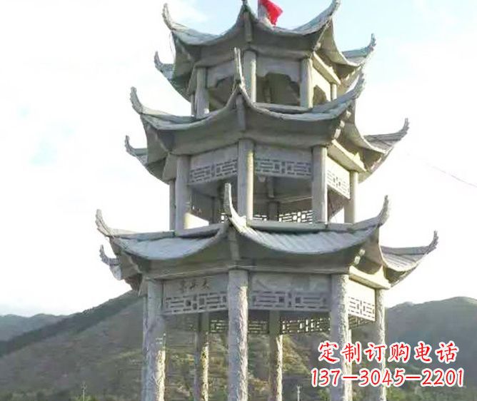 苏州园林景观多层凉亭石雕 (3)