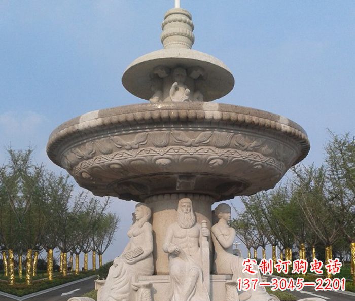 苏州园林景观西方人物喷泉石雕 (2)