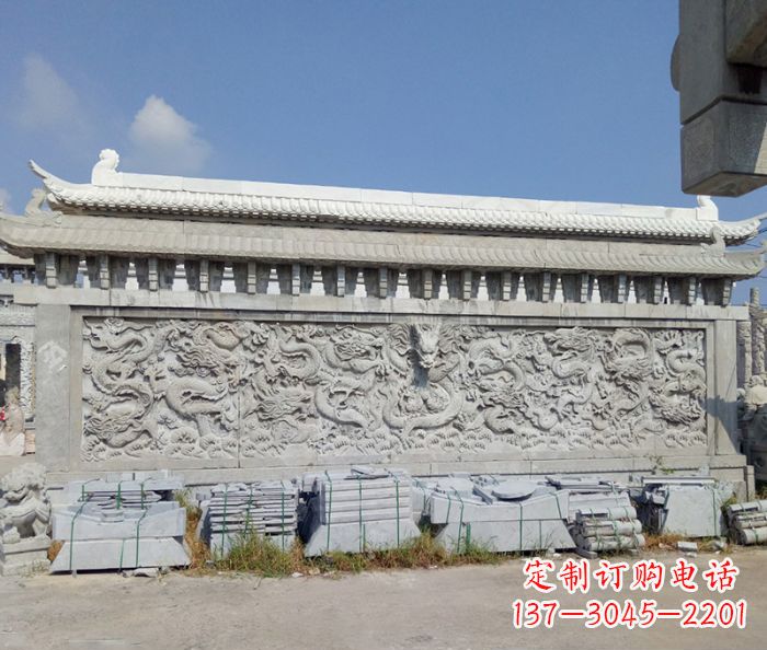 苏州园林九龙壁石雕影壁 (3)