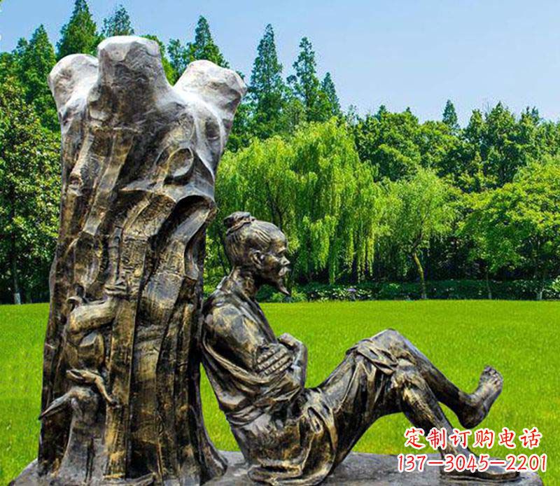 苏州园林守株待兔典故人物铜雕
