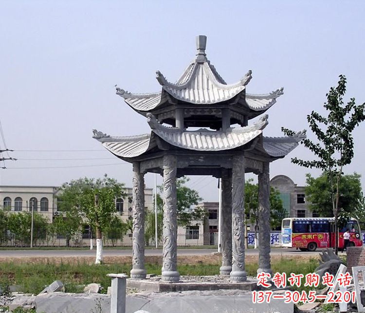 苏州园林双层仿古凉亭石雕