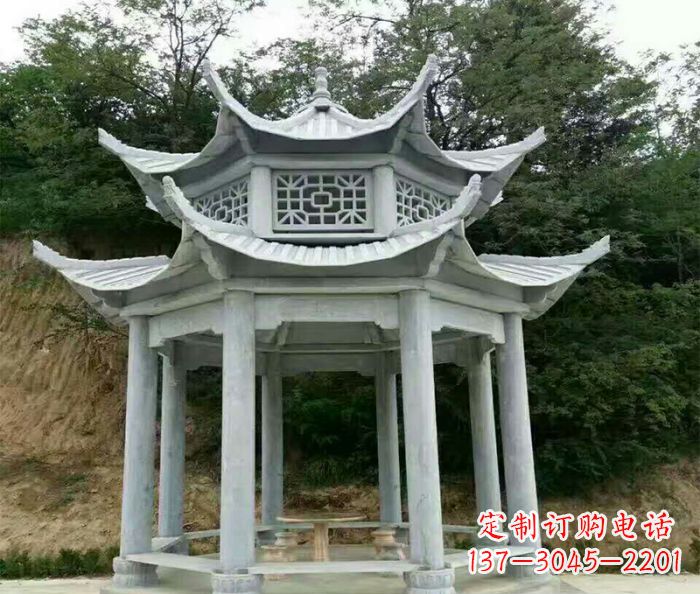 苏州园林双层凉亭石雕 (2)