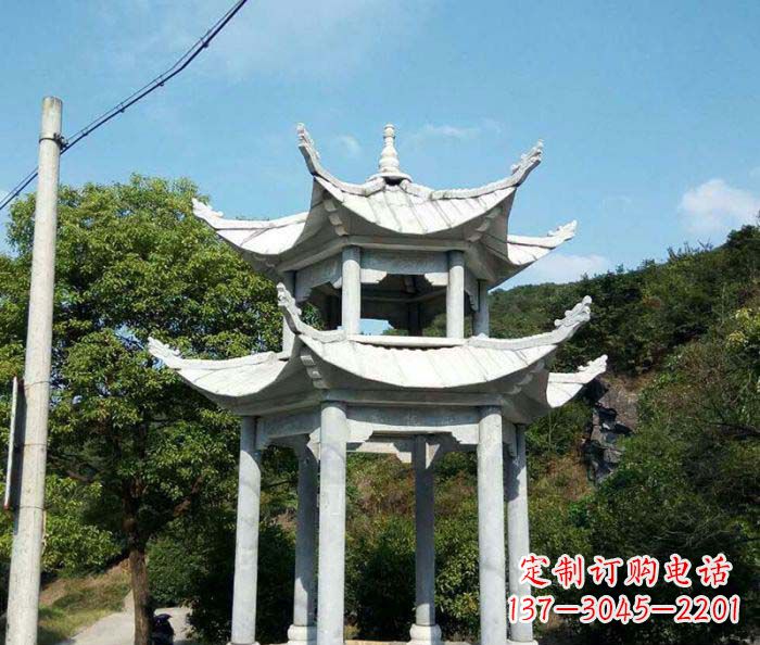 苏州园林双层凉亭石雕